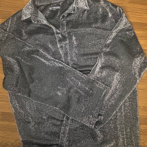 Kittenish Dreamy Night Shimmer Button Down Shirt - Picture 2 of 3